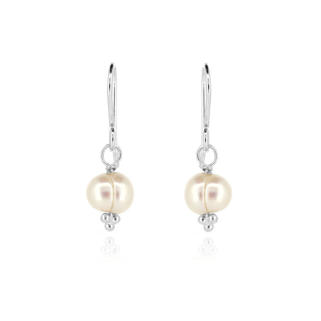 Alyssia White Freshwater Pearl Drop Earrings - Sterling Silver Drop Earrings