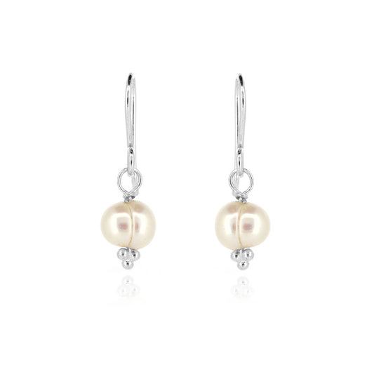 Alyssia White Freshwater Pearl Drop Earrings - Sterling Silver Drop Earrings