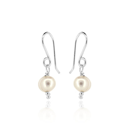 Alyssia White Freshwater Pearl Drop Earrings - Sterling Silver