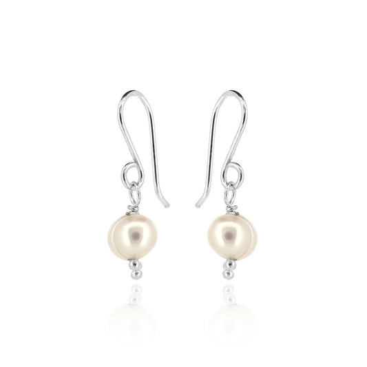 Alyssia White Freshwater Pearl Drop Earrings - Sterling Silver