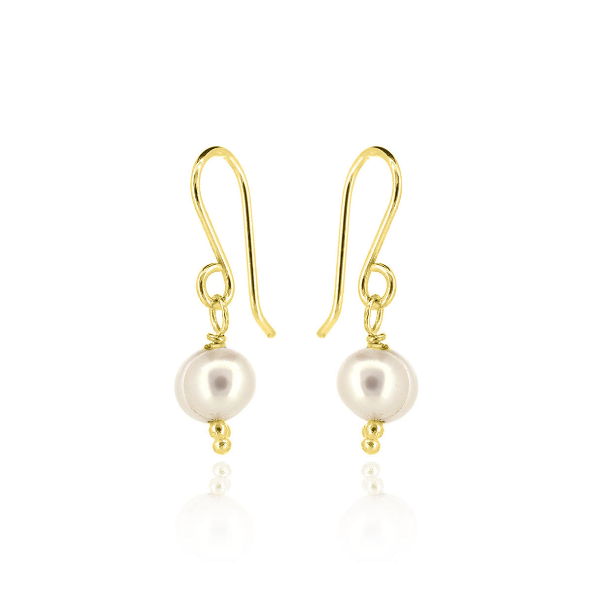 Alyssia White Freshwater Pearl Drop Earrings - Yellow Gold Vermeil Drop Earrings