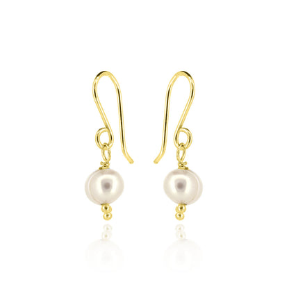 Alyssia White Freshwater Pearl Drop Earrings - Yellow Gold Vermeil Drop Earrings