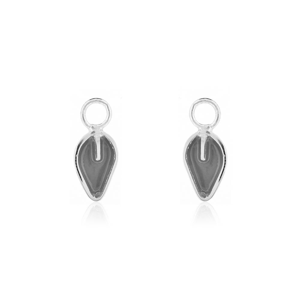 Festival Charcoal Leaf Droppers - Sterling Silver Drop Earrings