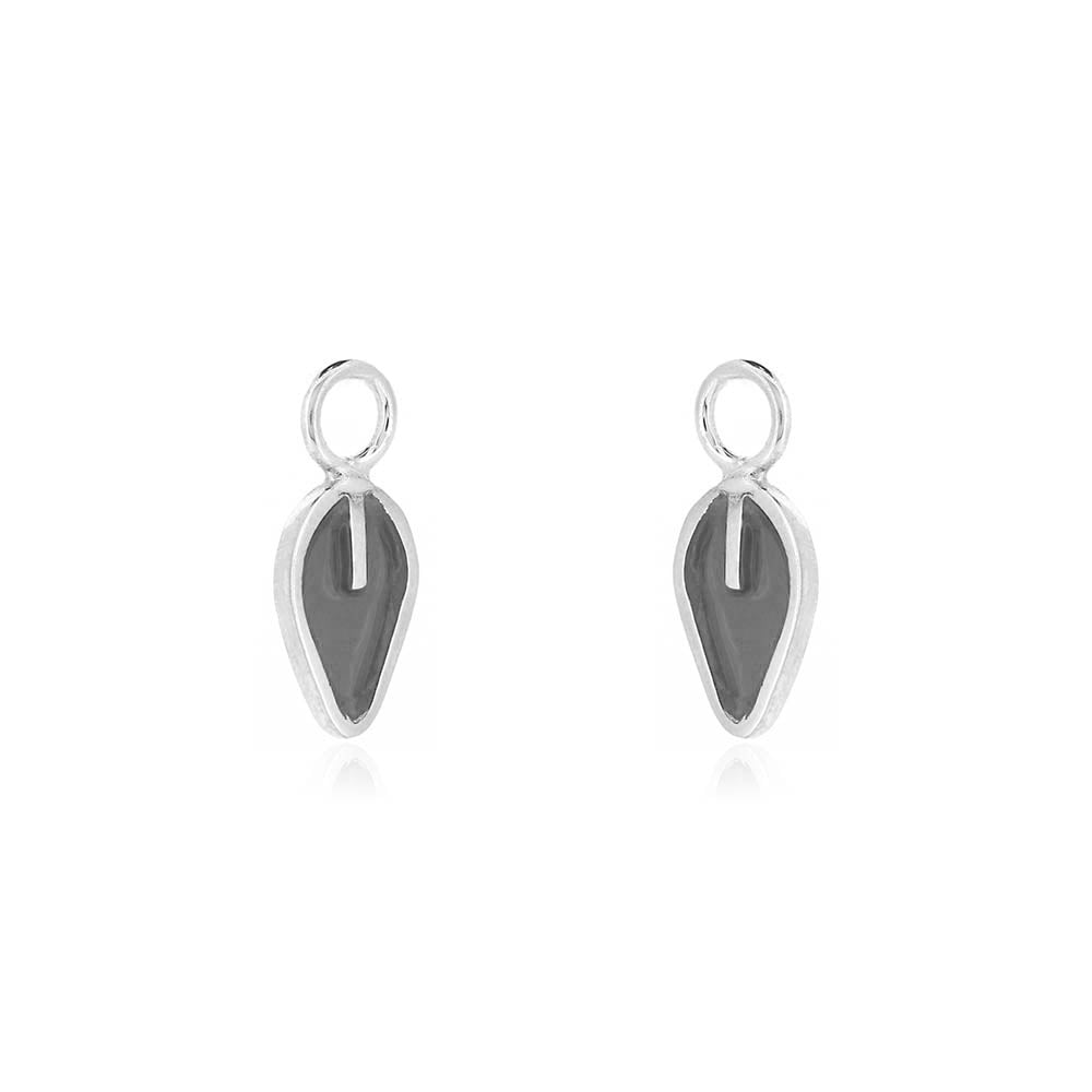 Festival Charcoal Leaf Droppers - Sterling Silver Drop Earrings