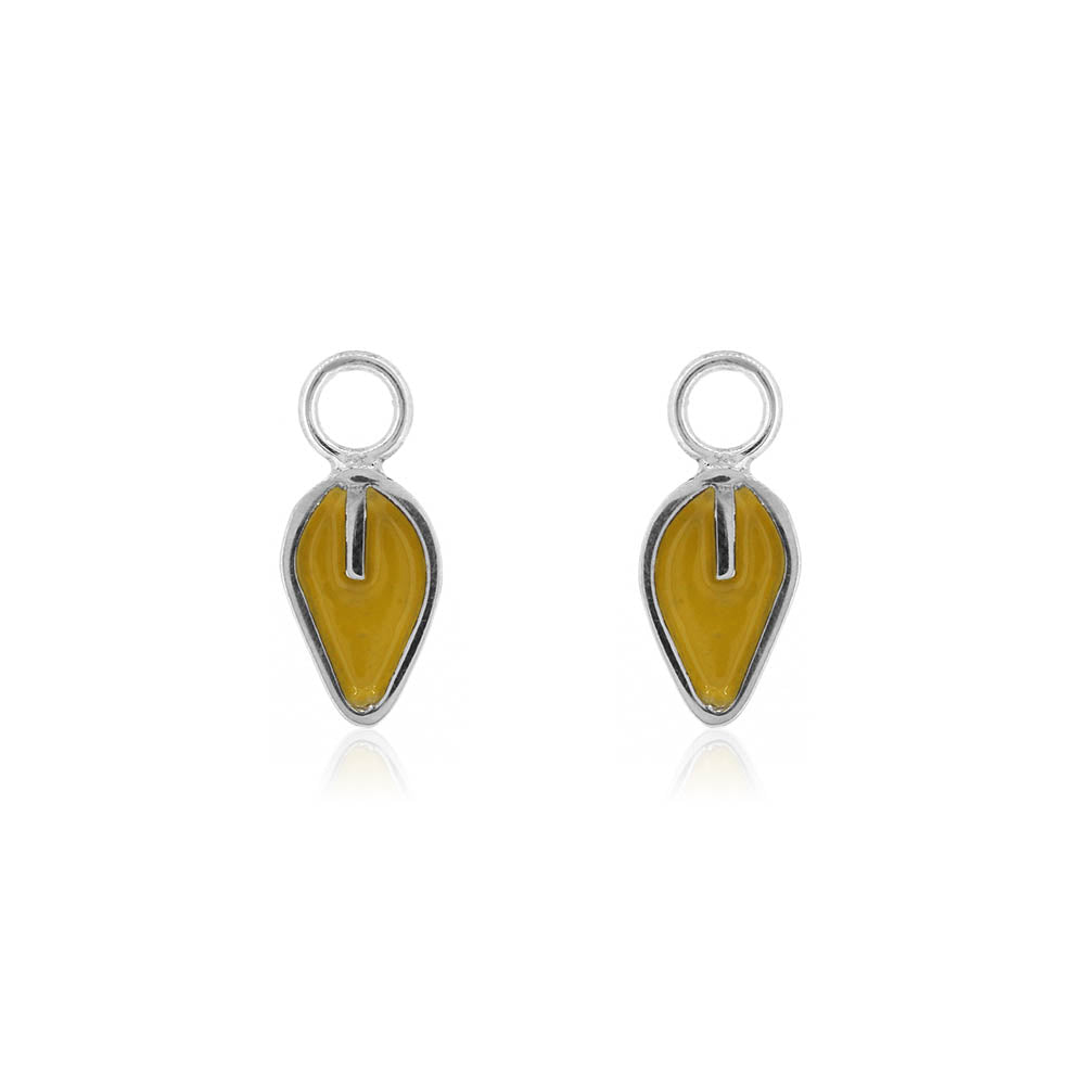 Festival Yellow Leaf Droppers - Sterling Silver Drop Earrings