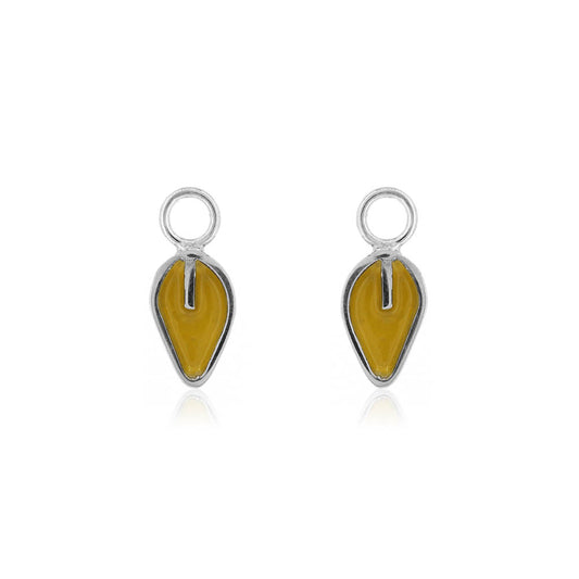 Festival Yellow Leaf Droppers - Sterling Silver Drop Earrings