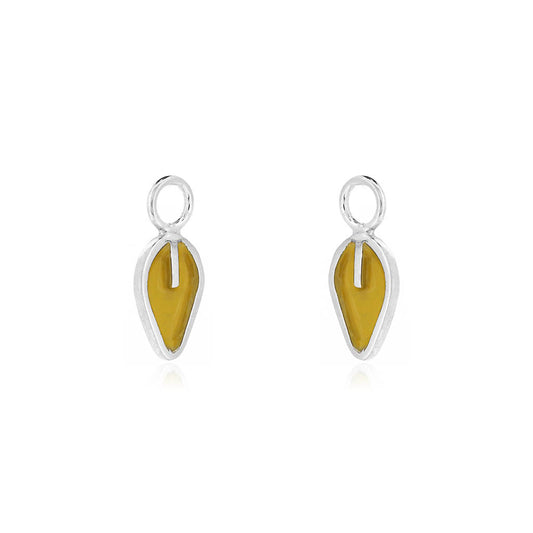 Festival Yellow Leaf Droppers - Sterling Silver Drop Earrings