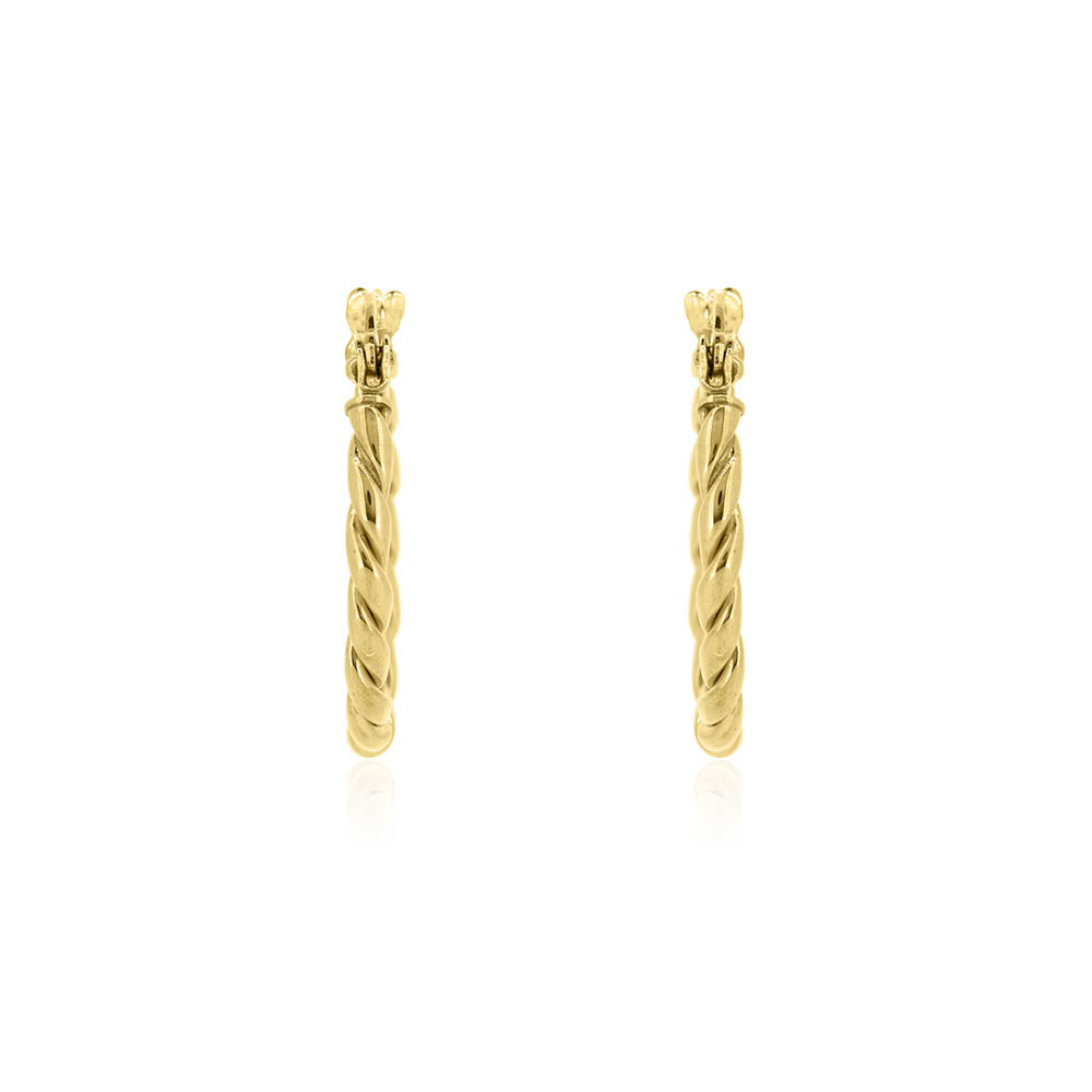 Oval Twisted Hollow Creole Hoop Earrings - 9ct Yellow Gold Hoop Earrings