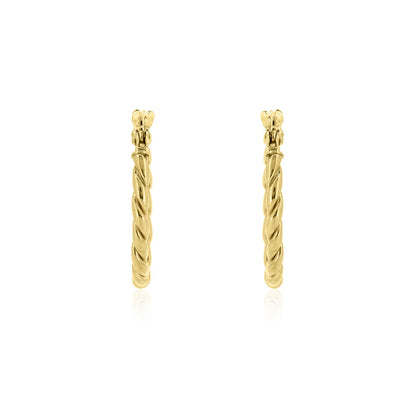 Oval Twisted Hollow Creole Hoop Earrings - 9ct Yellow Gold Hoop Earrings