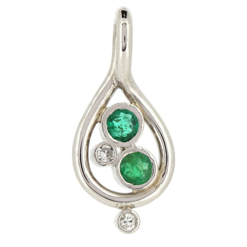 Bespoke Emerald and Diamond Pendant in Platinum. Remodelled from our Customer’s Original Clip On Earring at Golden Snowdrop, the jewellers in Shaftesbury, near Bruton. 