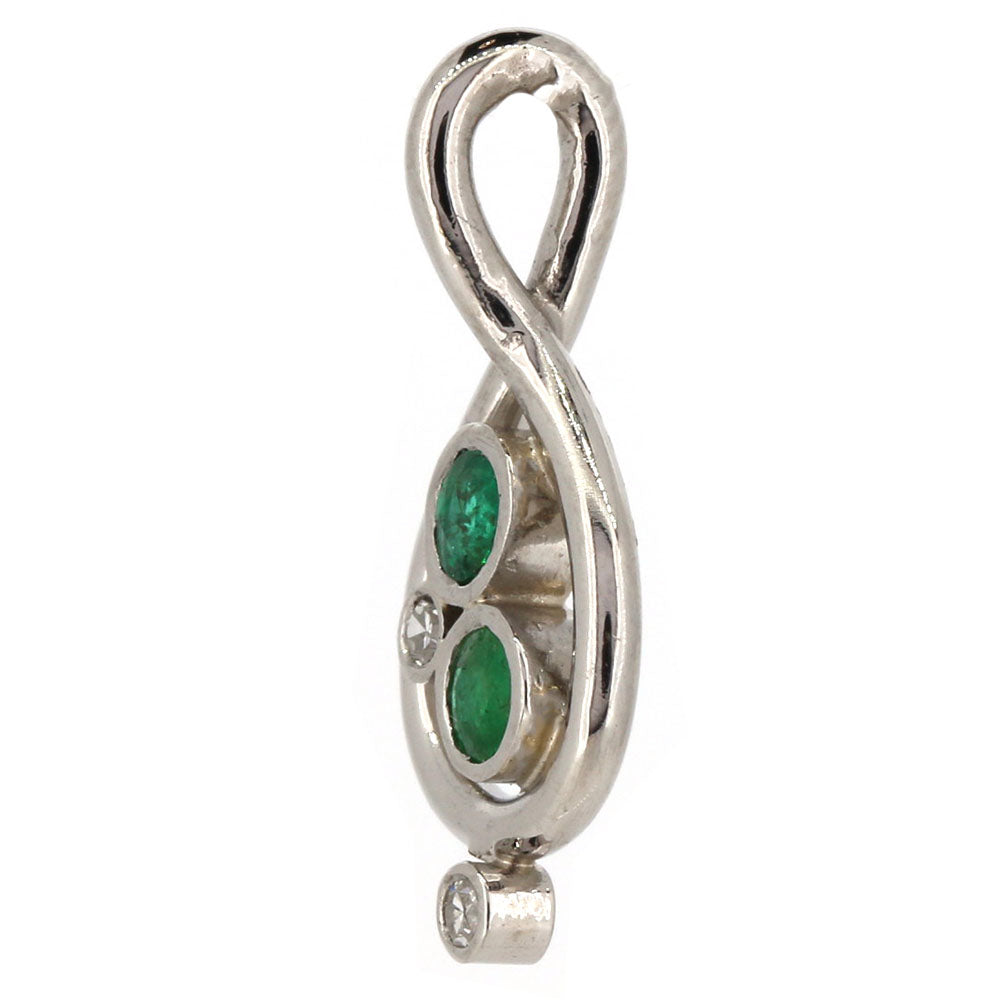 Bespoke Emerald and Diamond Pendant in Platinum. Remodelled from our Customer’s Original Clip On Earring at Golden Snowdrop, the jewellers in Shaftesbury, near Downton. 
