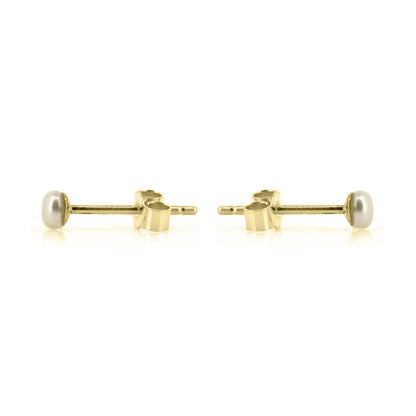 Alyssia White Freshwater Pearl 3mm Stud Earrings - 9ct Yellow Gold Stud Earrings