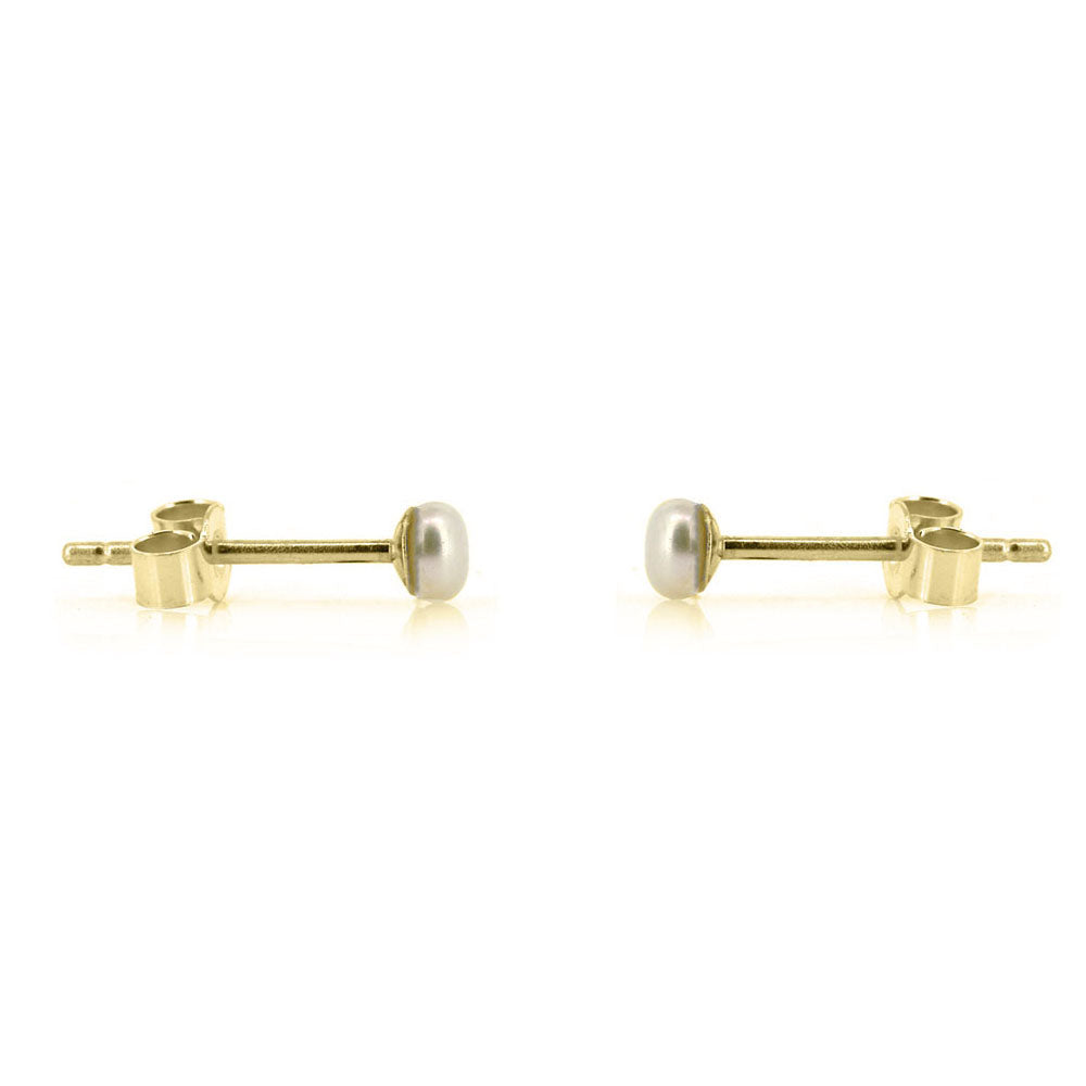 Alyssia White Freshwater Pearl 3mm Stud Earrings - 9ct Yellow Gold Stud Earrings