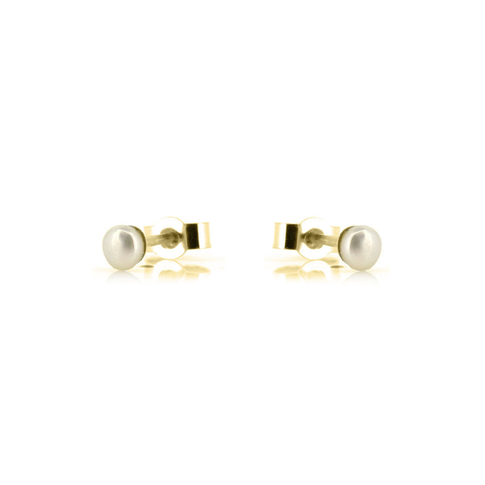 Alyssia White Freshwater Pearl 3mm Stud Earrings - 9ct Yellow Gold Stud Earrings