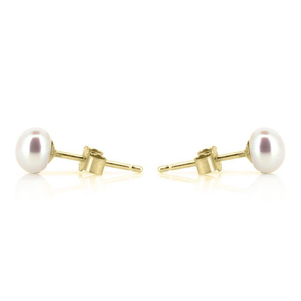Alyssia White Freshwater Pearl 5mm Stud Earrings - 9ct Yellow Gold Stud Earrings