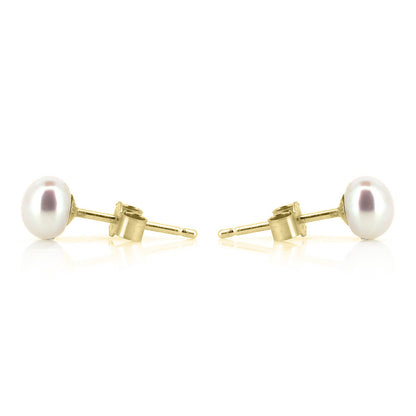 Alyssia White Freshwater Pearl 5mm Stud Earrings - 9ct Yellow Gold Stud Earrings