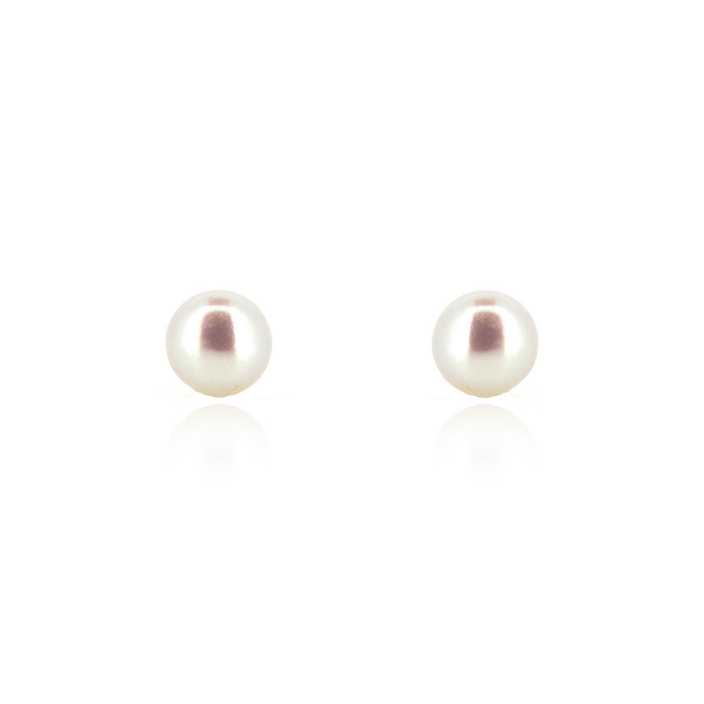 Alyssia White Freshwater Pearl 5mm Stud Earrings - 9ct Yellow Gold Stud Earrings