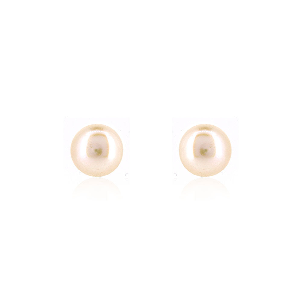 Alyssia White Freshwater Pearl 7mm Stud Earrings - 9ct Yellow Gold Stud Earrings