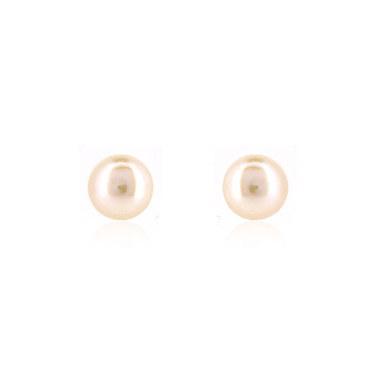 Alyssia White Freshwater Pearl 7mm Stud Earrings - 9ct Yellow Gold Stud Earrings