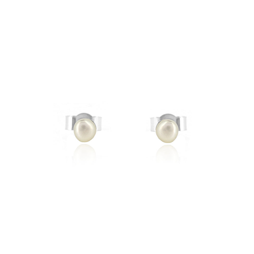 Alyssia White Freshwater Pearl 3mm Stud Earrings - Sterling Silver Stud Earrings