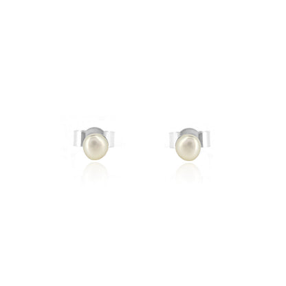 Alyssia White Freshwater Pearl 3mm Stud Earrings - Sterling Silver