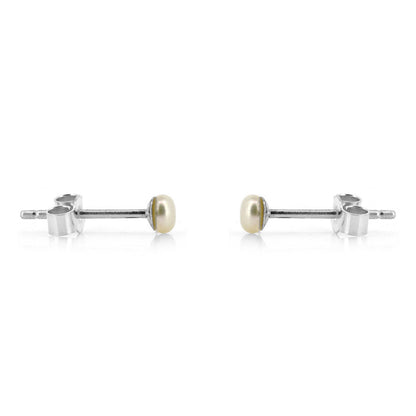 Alyssia White Freshwater Pearl 3mm Stud Earrings - Sterling Silver