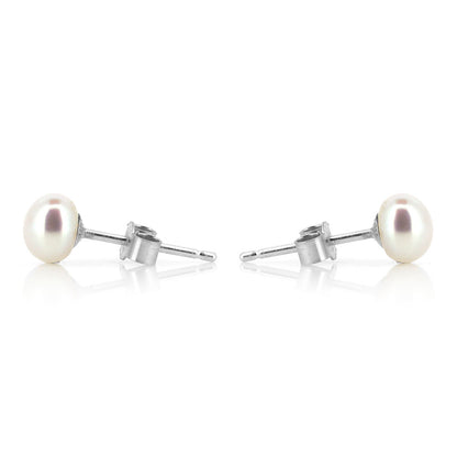 Alyssia White Freshwater Pearl 5mm Stud Earrings - Sterling Silver
