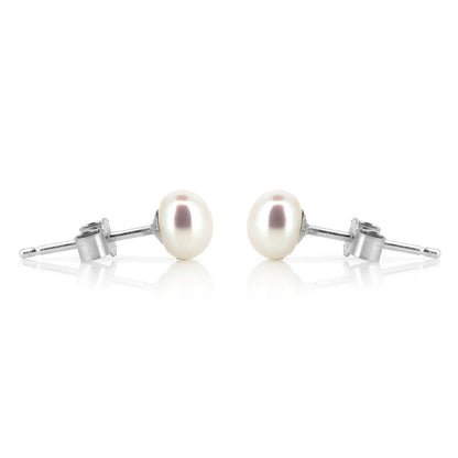 Alyssia White Freshwater Pearl 5mm Stud Earrings - Sterling Silver
