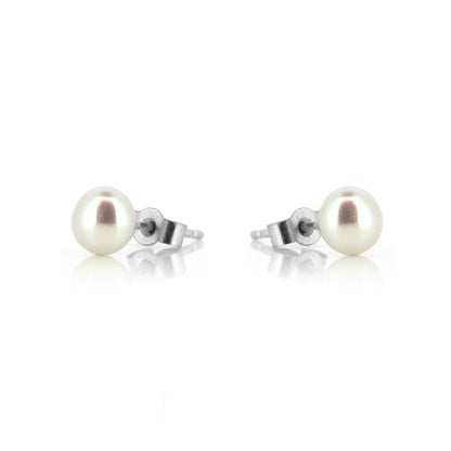 Alyssia White Freshwater Pearl 5mm Stud Earrings - Sterling Silver