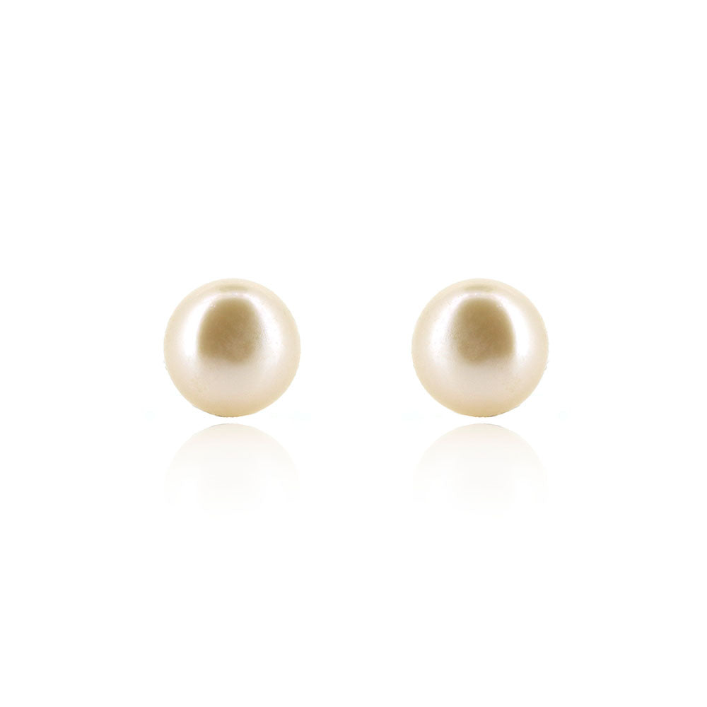 Alyssia White Freshwater Pearl 7mm Stud Earrings - Sterling Silver Stud Earrings