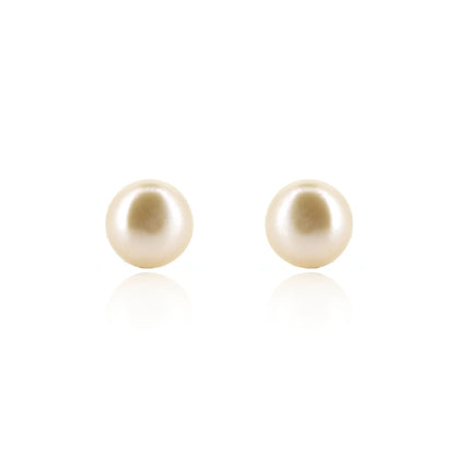 Alyssia White Freshwater Pearl 7mm Stud Earrings - Sterling Silver Stud Earrings