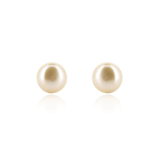 Alyssia White Freshwater Pearl 7mm Stud Earrings - Sterling Silver Stud Earrings