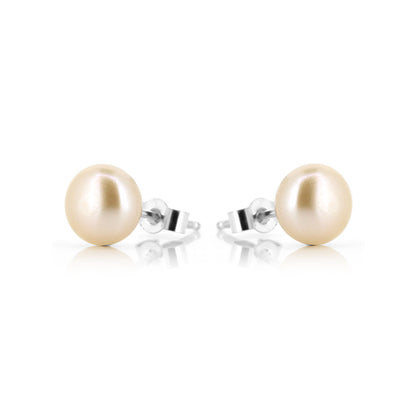 Alyssia White Freshwater Pearl 7mm Stud Earrings - Sterling Silver