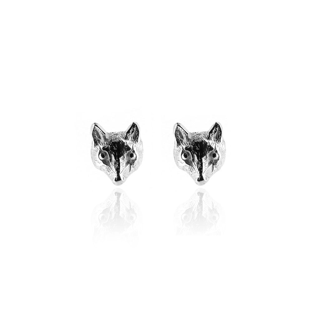 Mr Fox Stud Earrings - Sterling Silver Stud Earrings