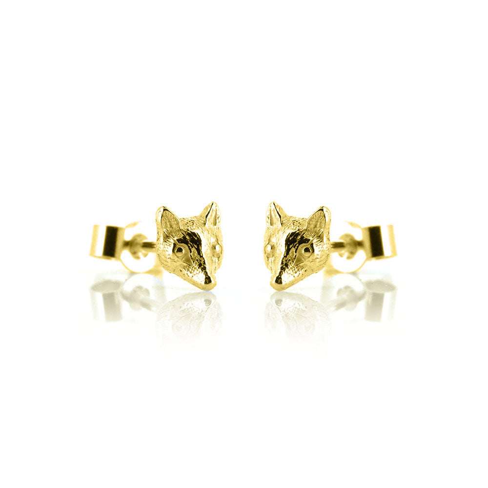 Mr Fox Stud Earrings - Yellow Gold Vermeil Stud Earrings