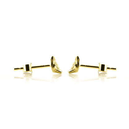 Pair of Gold Vermeil Mr Fox stud earrings with traditional scroll fittings, crafted by Golden Snowdrop