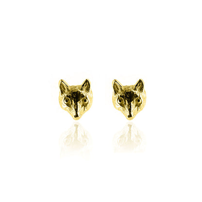 Mr Fox stud earrings in 18ct Yellow Gold Vermeil handcrafted in recycled Sterling Silver by Golden Snowdrop
