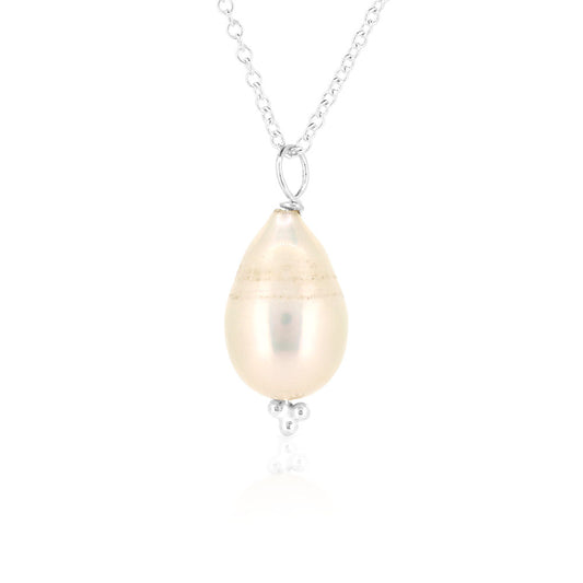 Alyssia Large White Freshwater Pearl Necklace - Sterling Silver Necklace