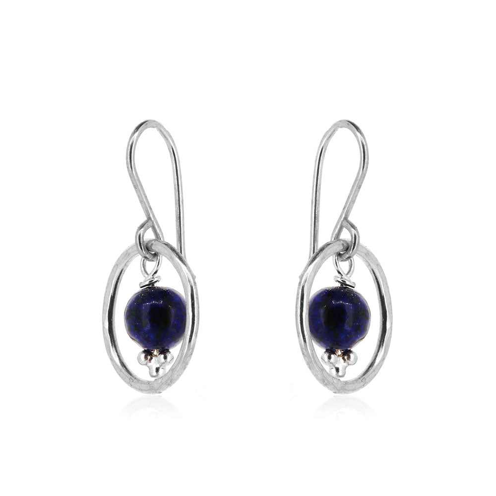 Orbit Lapis Lazuli Drop Earrings - Sterling Silver Drop Earrings