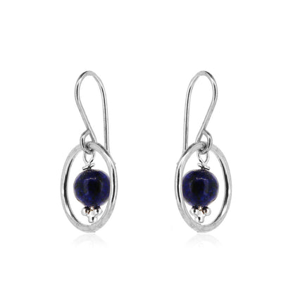 Orbit Lapis Lazuli Drop Earrings - Sterling Silver Drop Earrings