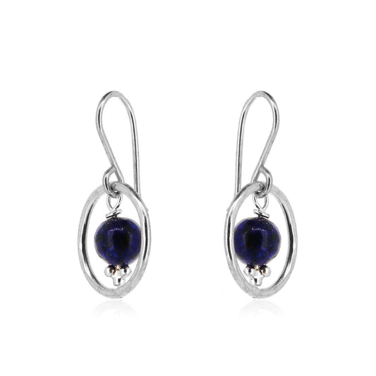 Orbit Lapis Lazuli Drop Earrings - Sterling Silver Drop Earrings