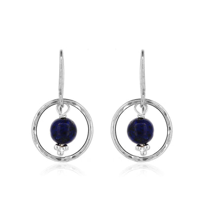 Orbit Lapis Lazuli Drop Earrings - Sterling Silver Drop Earrings