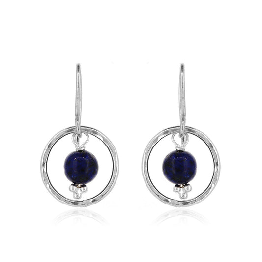 Orbit Lapis Lazuli Drop Earrings - Sterling Silver Drop Earrings