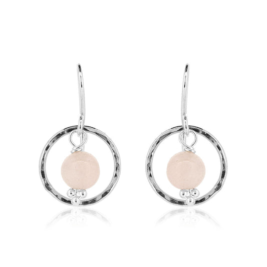 Orbit Rose Quartz Drop Earrings - Sterling Silver Drop Earrings