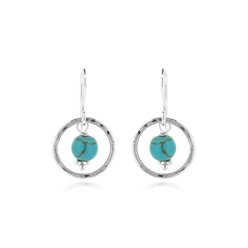 Orbit Turquoise Howlite Drop Earrings - Sterling Silver Drop Earrings