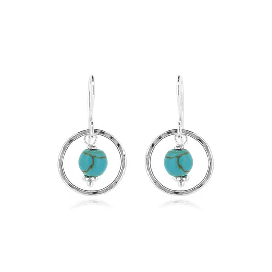 Orbit Turquoise Howlite Drop Earrings - Sterling Silver Drop Earrings
