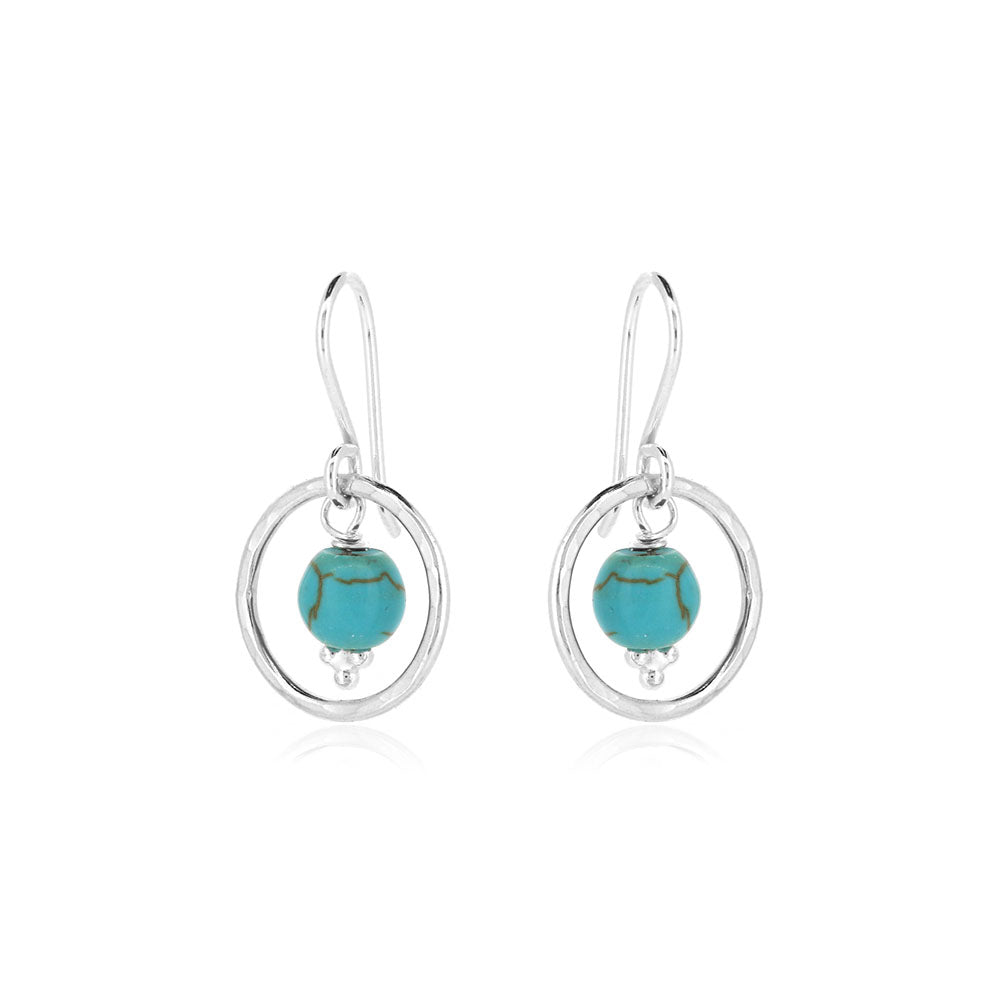 Orbit Turquoise Howlite Drop Earrings - Sterling Silver Drop Earrings