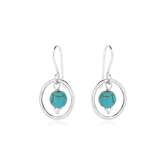 Orbit Turquoise Howlite Drop Earrings - Sterling Silver Drop Earrings