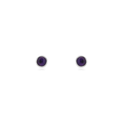 Iria Amethyst 3mm Stud Earrings - Sterling Silver Stud Earrings