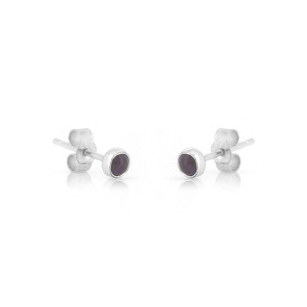 Iria Amethyst 3mm Stud Earrings - Sterling Silver Stud Earrings